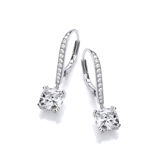 Sterling Silver CZ Modern Muse Drop Earrings