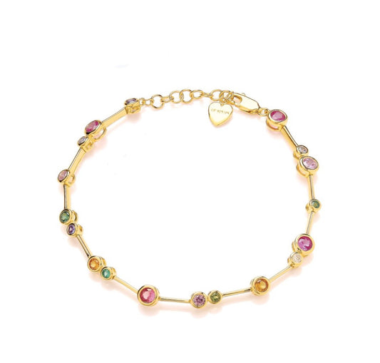Sterling Silver Gold Vermeil CZ Rainbow Bubble Bracelet