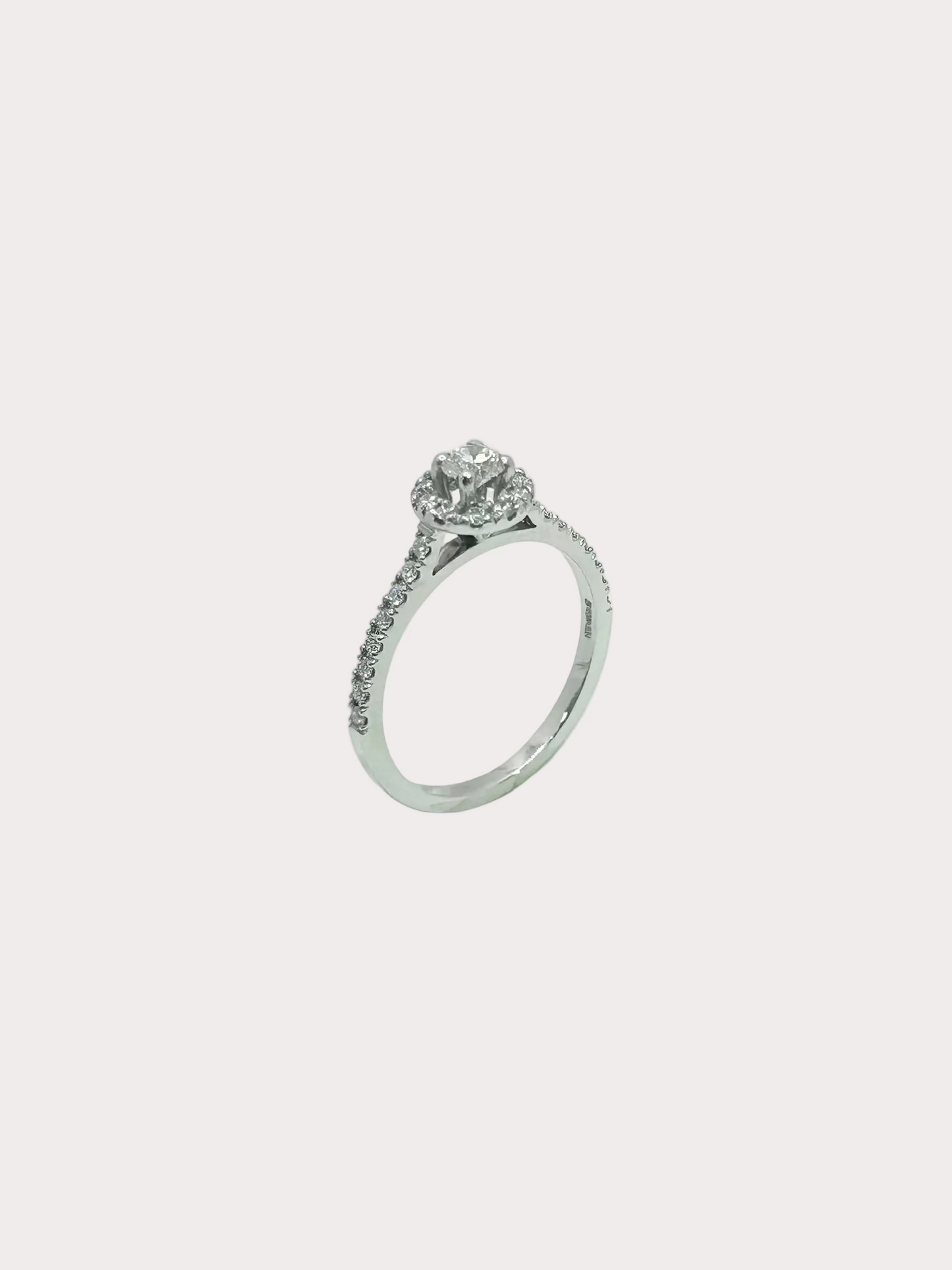 Platinum Diamond Halo Dia Set Shoulders GIA 0.23 F VS1