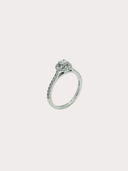 Platinum Diamond Halo Dia Set Shoulders GIA 0.23 F VS1