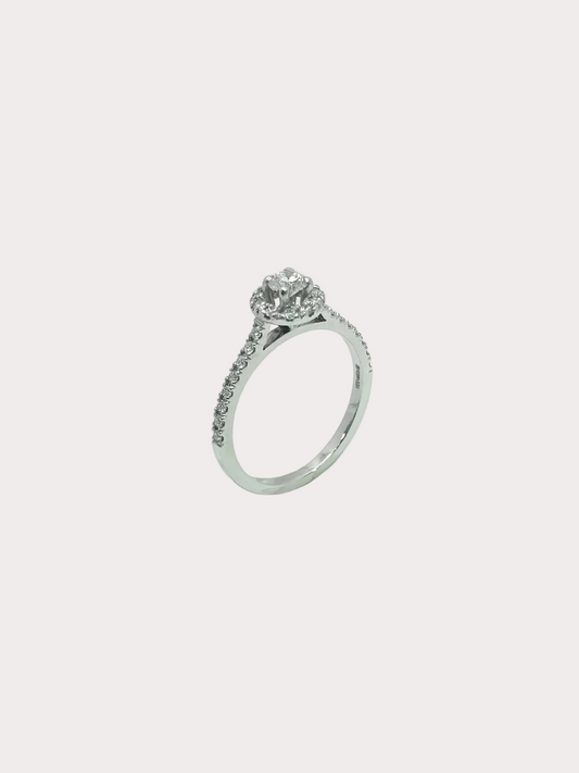Platinum Diamond Halo Dia Set Shoulders GIA 0.23 F VS1