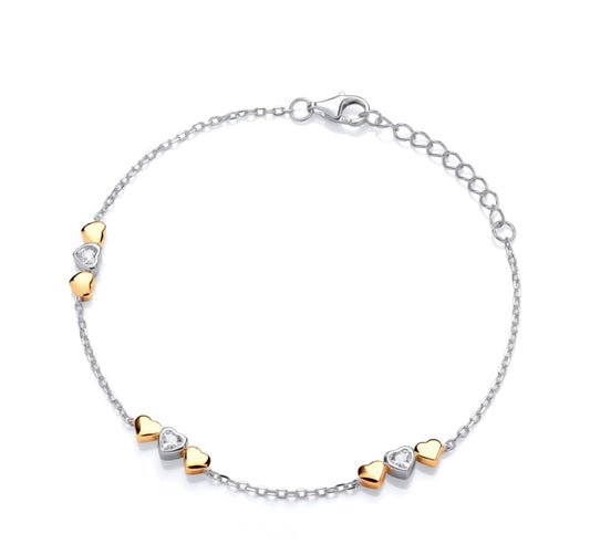 Sterling Silver Gold Vermeil Whisperr Hearts Bracelet