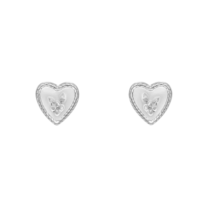 Spring Posy Vintage Heart Earrings