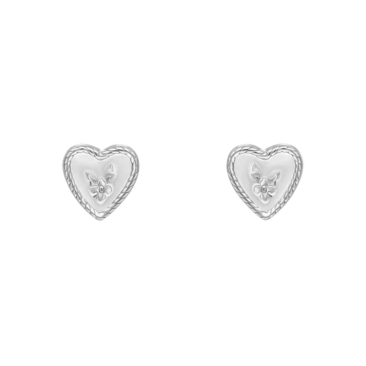 Spring Posy Vintage Heart Earrings