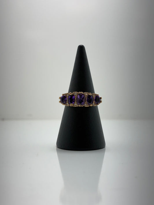9ct Amethyst And Diamond Ring 11