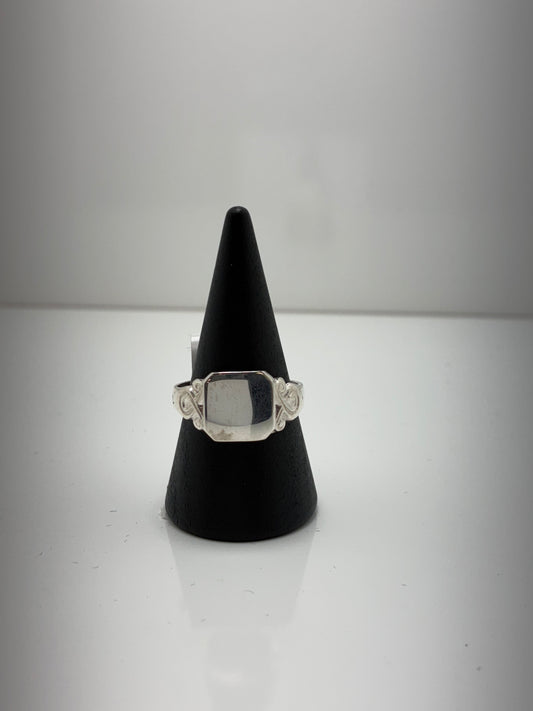 Sterling Silver Cushion Set Signet Ring