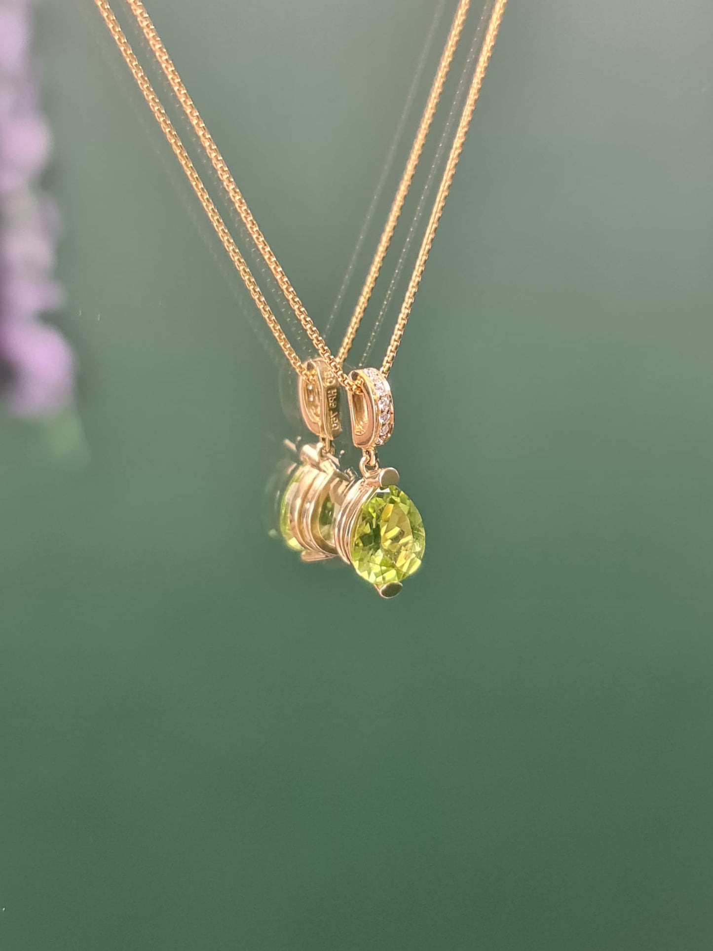 18ct Yellow Gold Peridot and Diamond Necklace