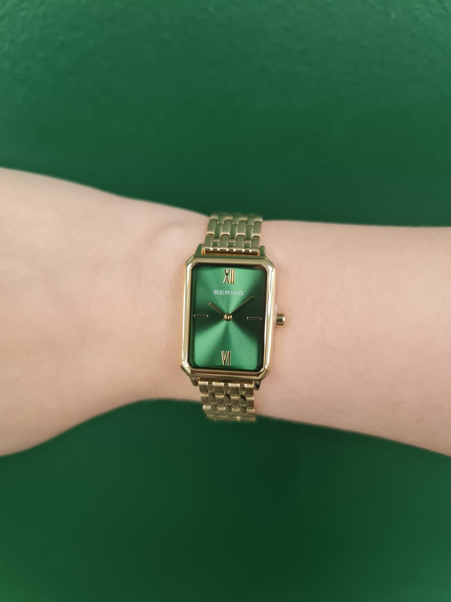 BERING Ladies Green and Gold Watch
