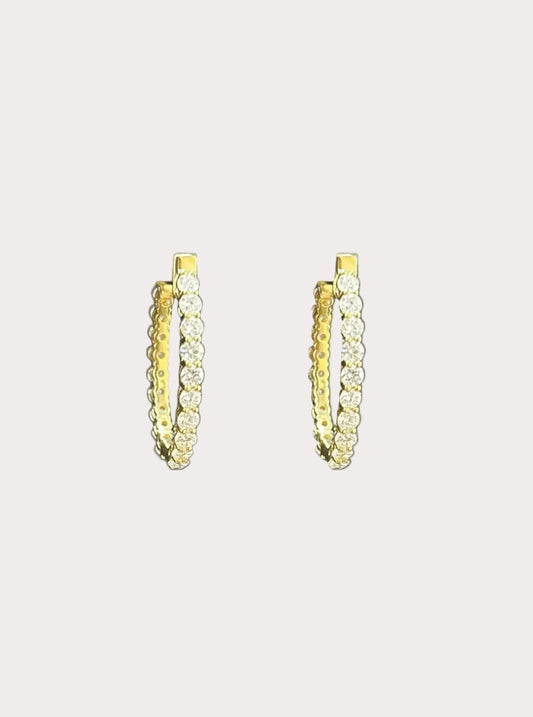 9ct Yellow Gold Lab Diamond Hoop Earrings 1.94ct Total