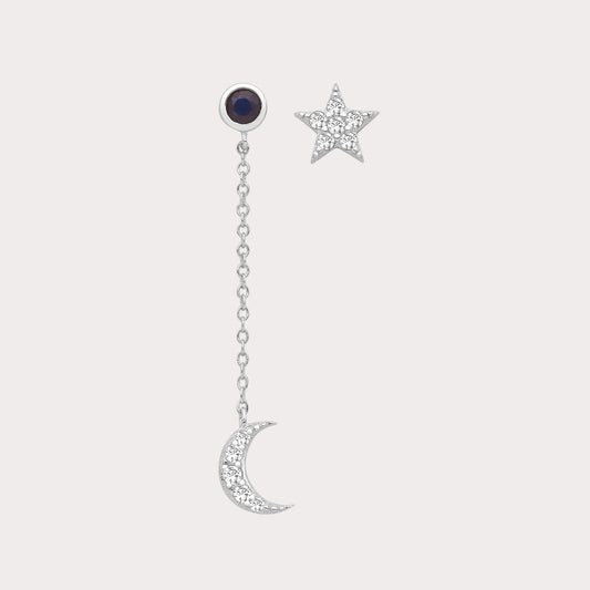 Sterling Silver Moon And Star Drop Earrings