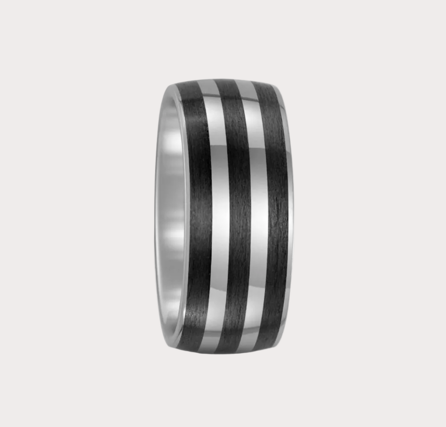 Titanium and Carbon 10mm Triple Black Band Ring