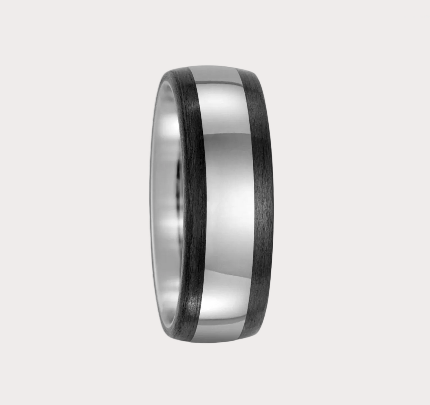 Polished Titanium and Brushed Carbon Ring