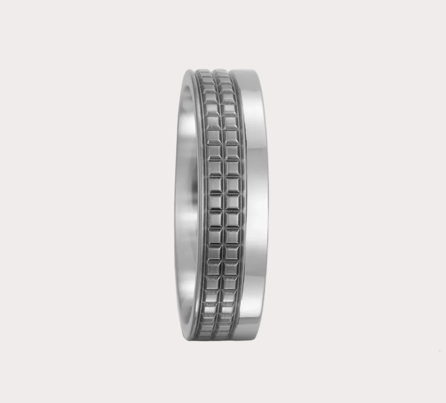 Titanium Half Tile Patterned Ring