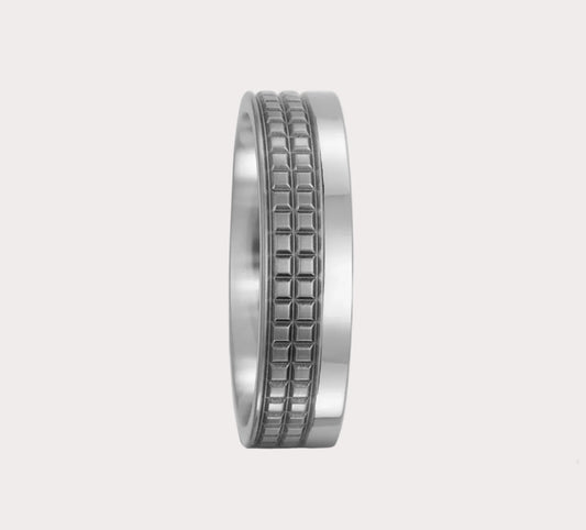 Titanium Half Tile Patterned Ring
