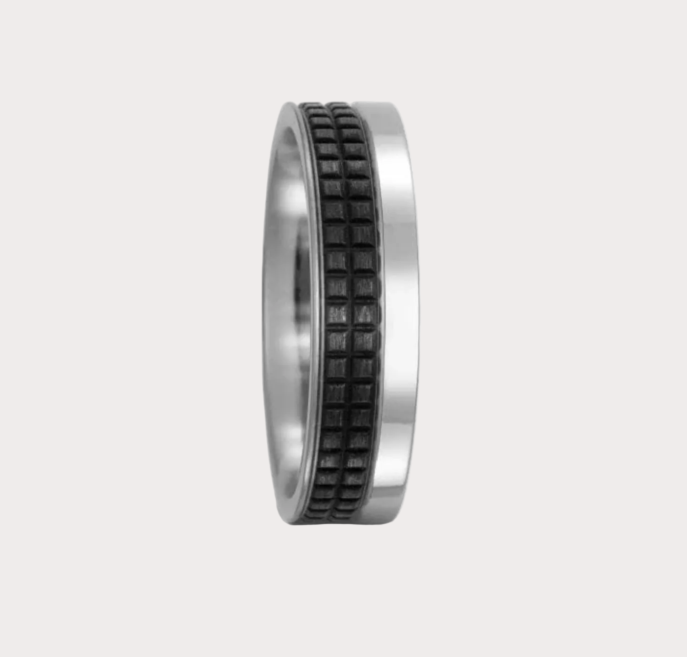 Titanium and Carbon Tile Patterned Ring