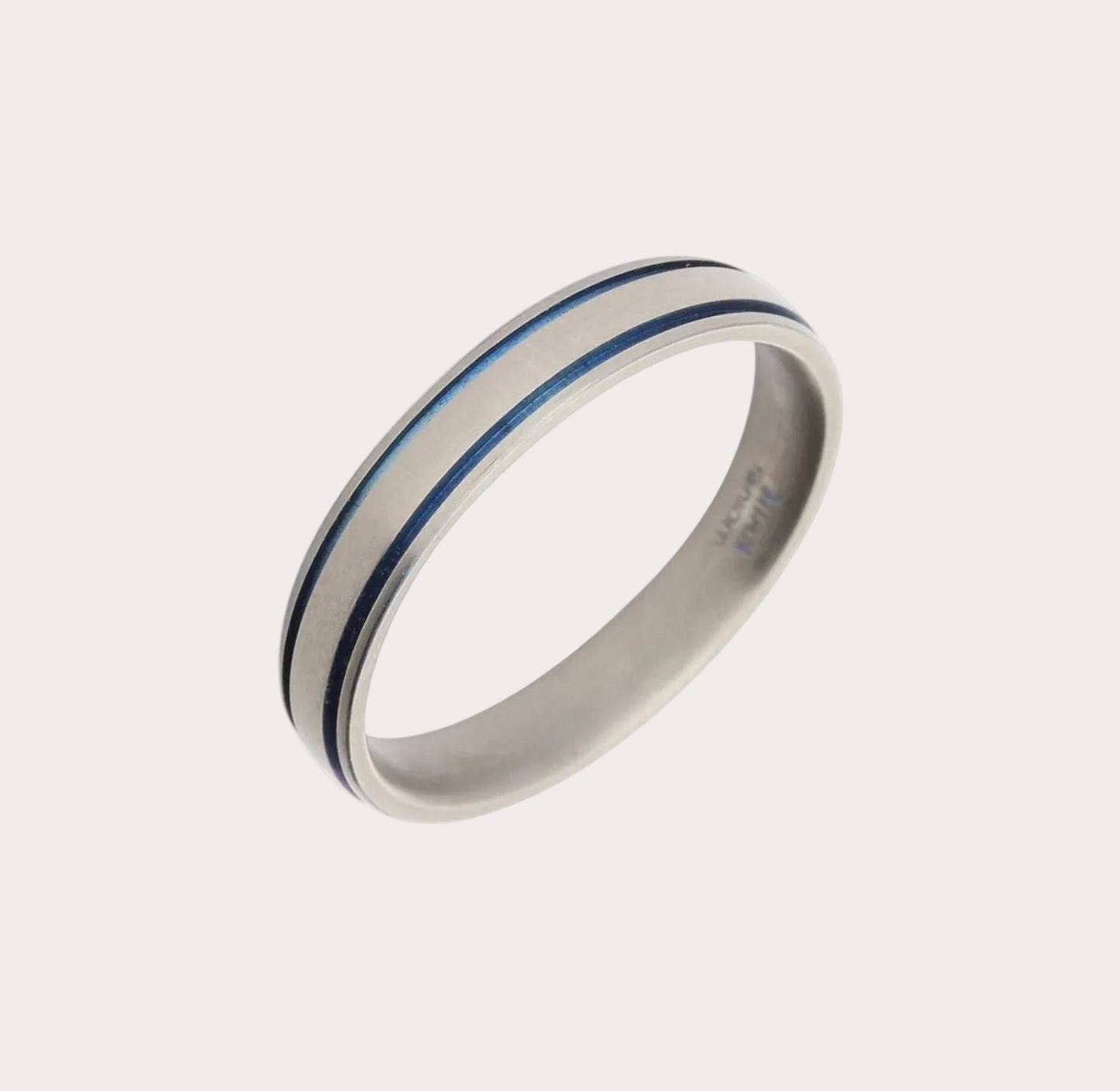 Titanium 4mm Blue Edge Band