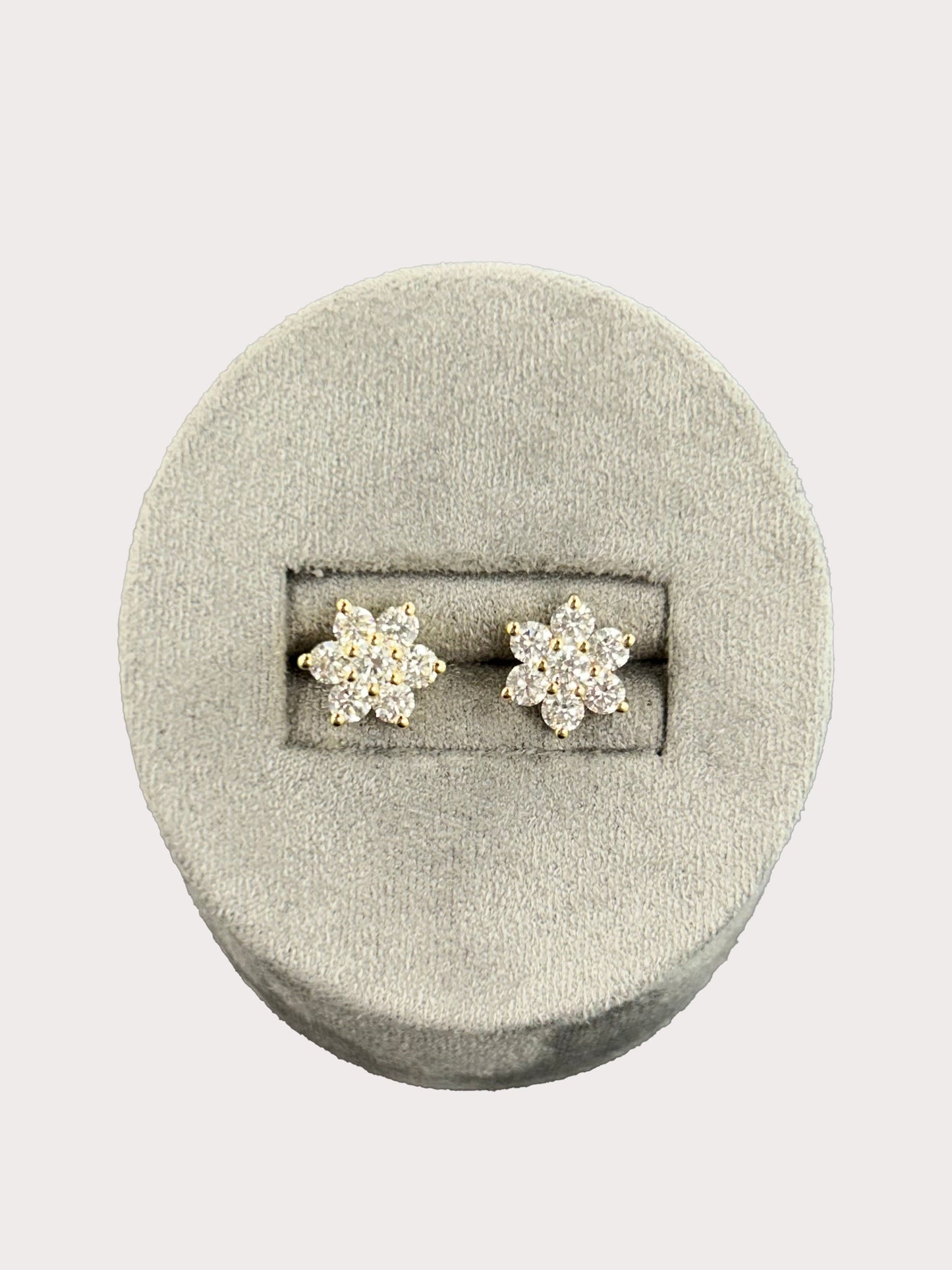 9ct Gold Lab Grown 1.04ct Diamond Flower Stud Earrings
