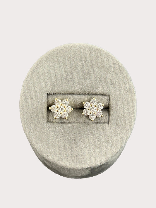 9ct Gold Lab Grown 1.04ct Diamond Flower Stud Earrings