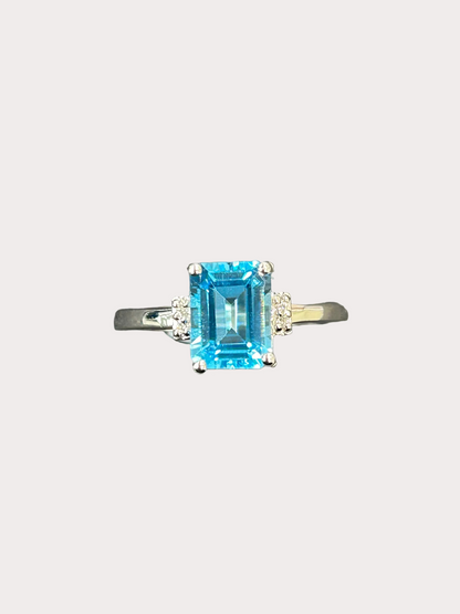 Sterling Silver Emerald Cut Gemstone Ring