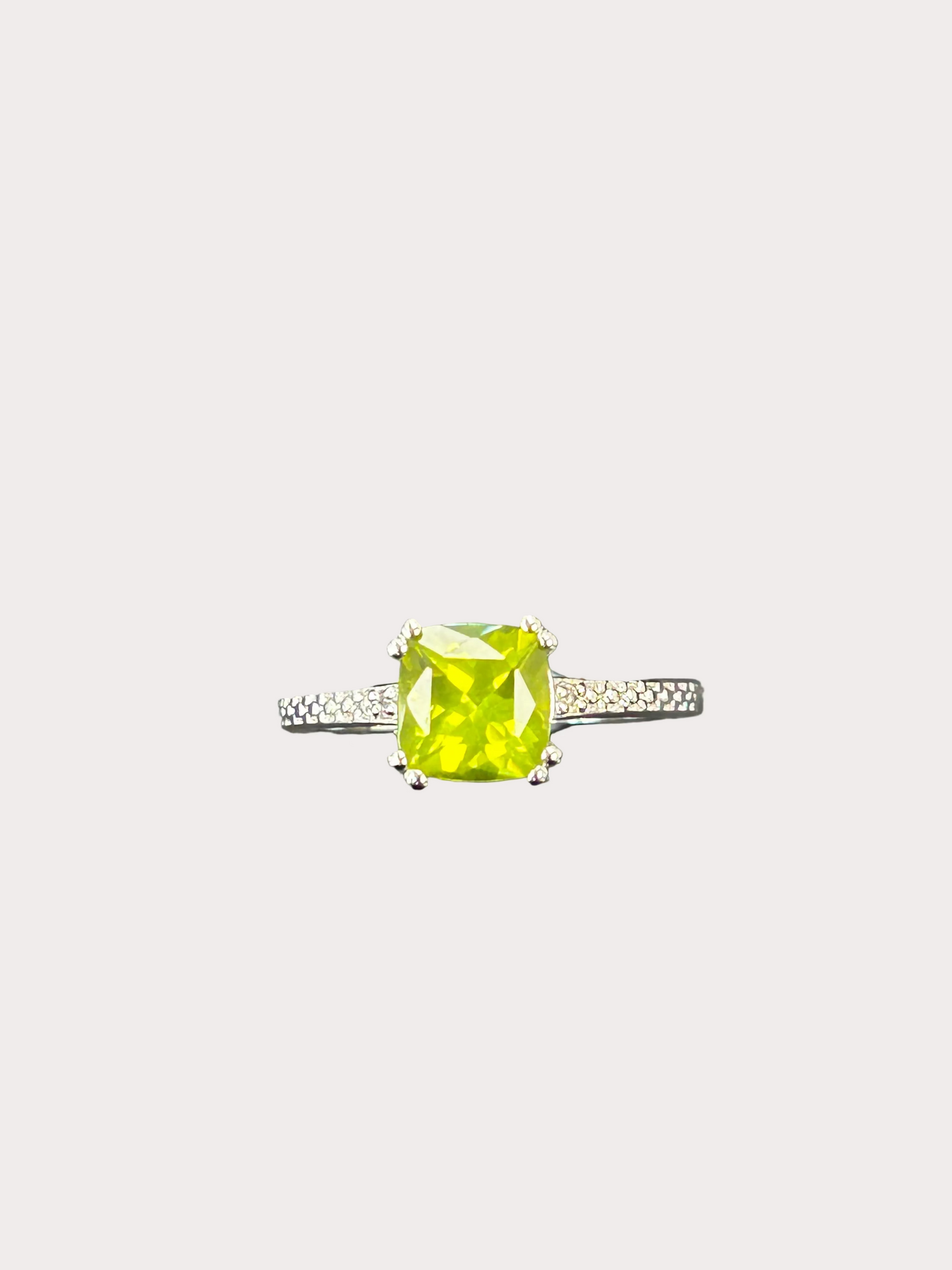 Sterling Silver Cushion Cut Gemstone Ring