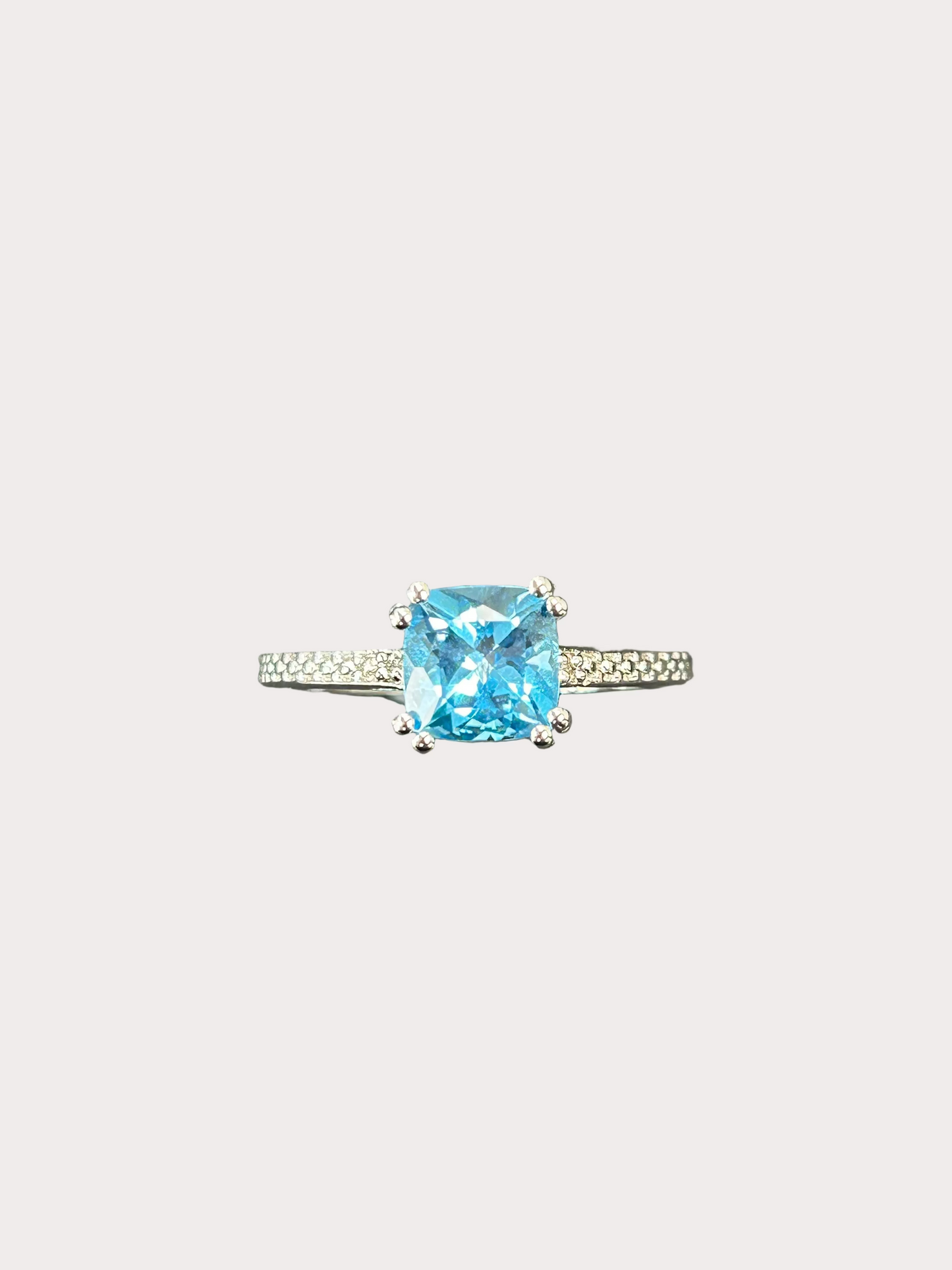 Sterling Silver Cushion Cut Gemstone Ring