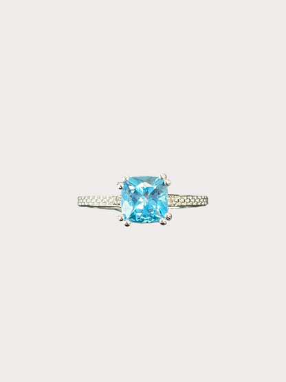 Sterling Silver Cushion Cut Gemstone Ring