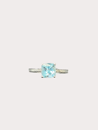 Sterling Silver Cushion Cut Gemstone Ring