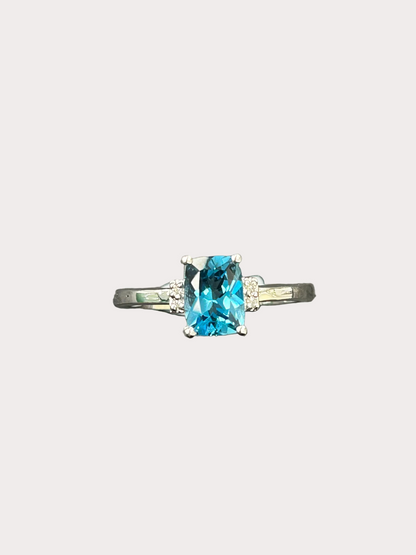 Sterling Silver Cushion Cut Gemstone Ring