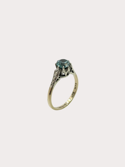 Pre-Owned 9ct Yellow Gold Blue Zircon Ring