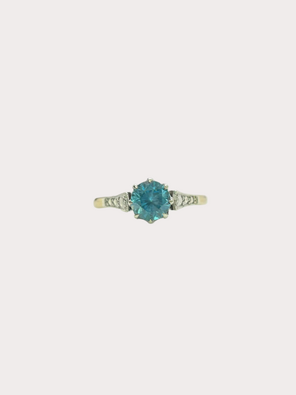 Pre-Owned 9ct Yellow Gold Blue Zircon Ring