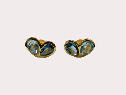 Sterling Silver 24ct Gold Plated Two Stone Pear Earrings