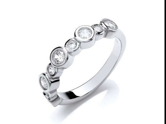 Sterling Silver CZ  Mix Solitaire Ring