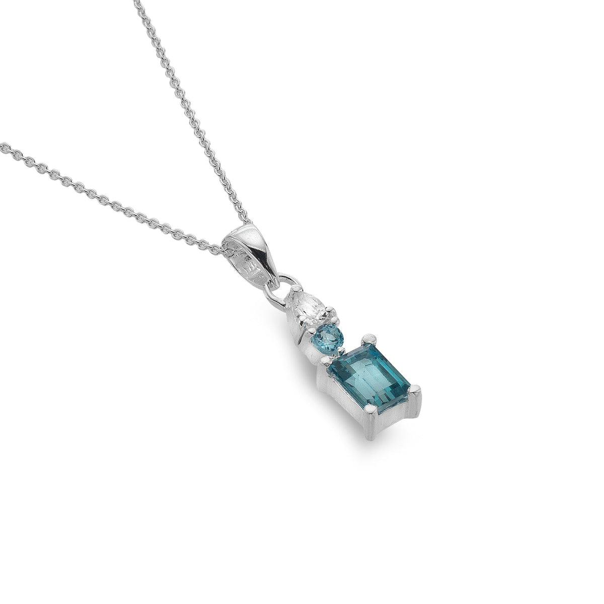 Origins Blue & White Topaz Silver Pendant