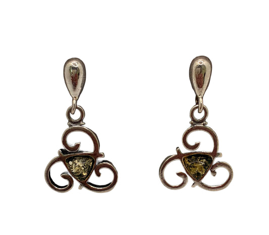 Sterling Silver Fancy Amber Earrings