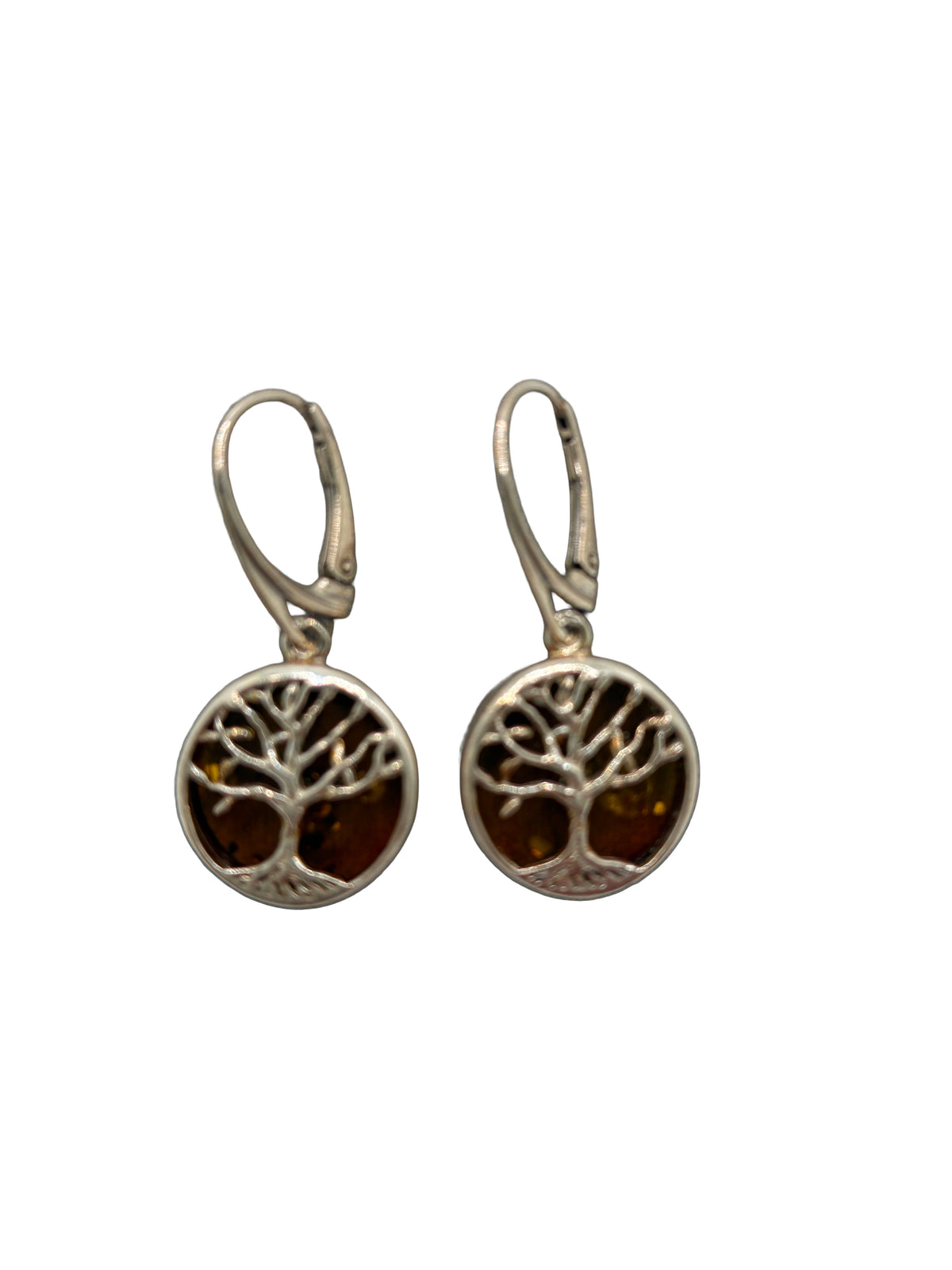 Sterling Silver Heavy Amber Earrings