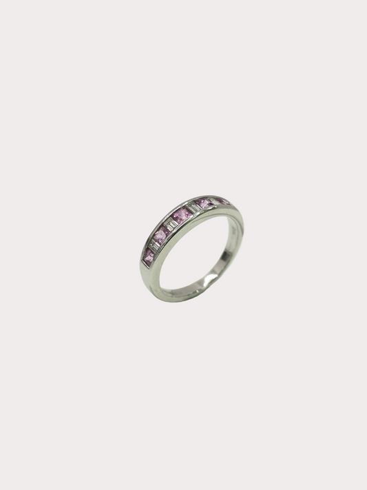 Pre-Owned 18ct White Gold Pink Sapphire and Diamond Ring