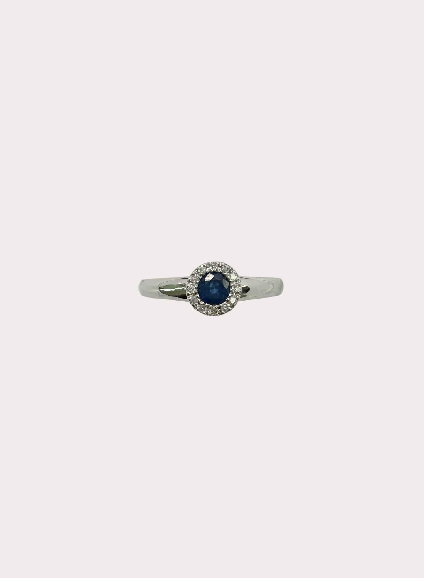 9ct White Gold Sapphire & Diamond Halo Ring