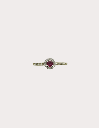 9ct Gold Ruby & Diamond Halo Ring
