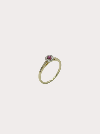9ct Gold Ruby & Diamond Halo Ring