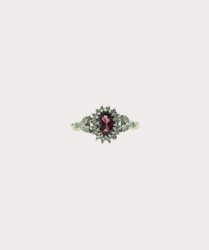 9ct Rhodalite Garnet and Diamond Ring