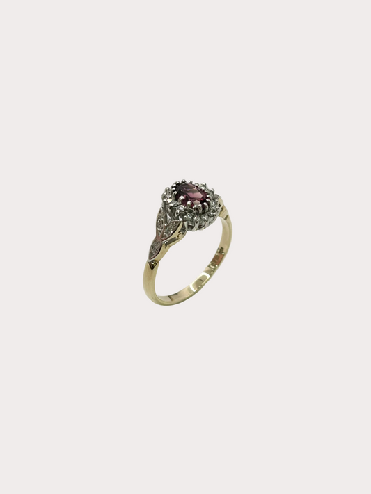 9ct Rhodalite Garnet and Diamond Ring