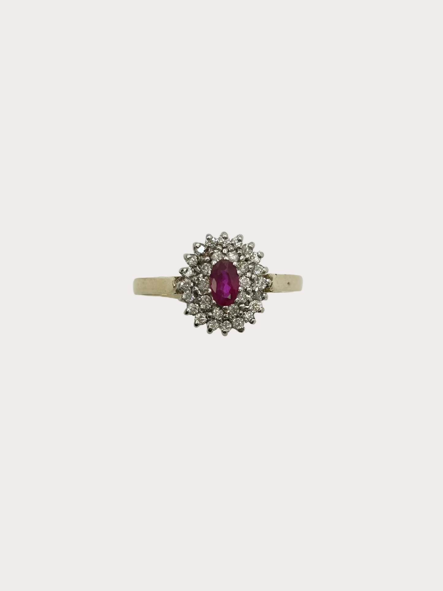 9ct Gold Ruby Diamond Cluster