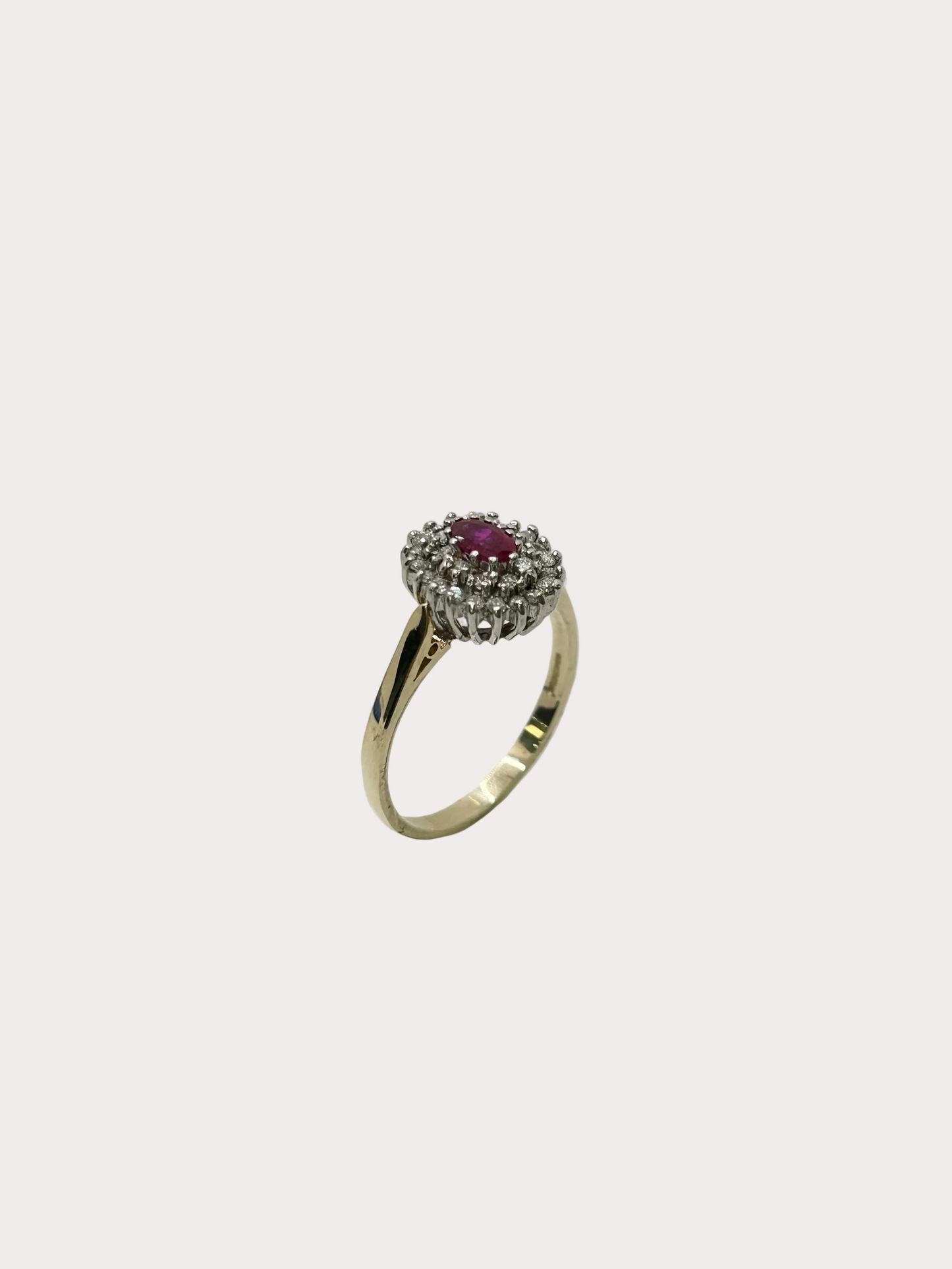 9ct Gold Ruby Diamond Cluster