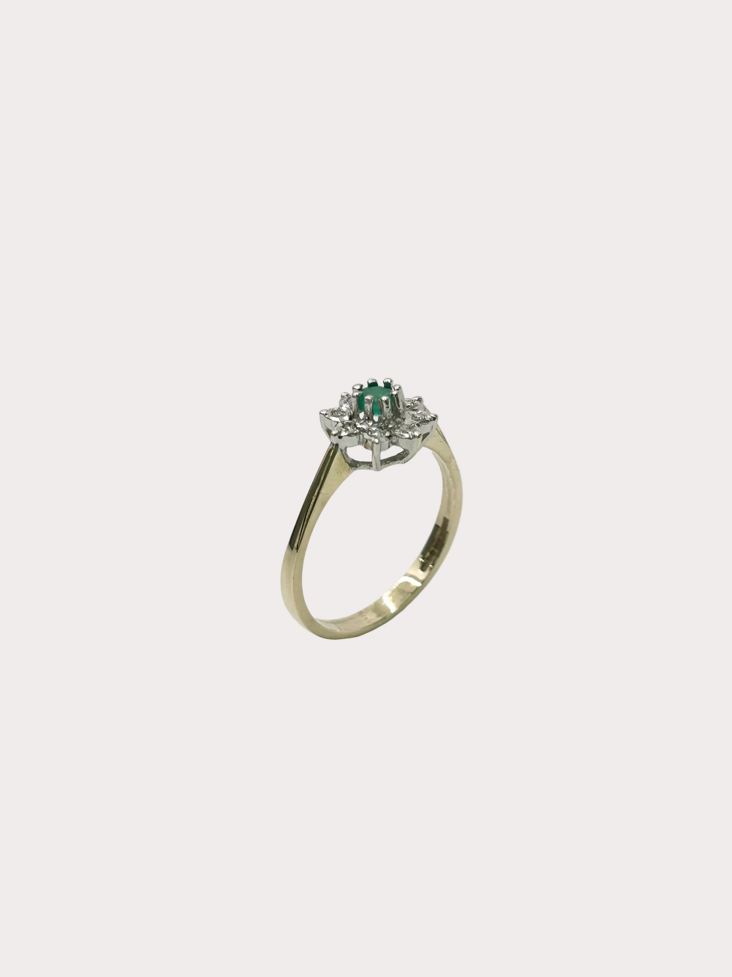 9ct Emerald and Diamond Ring