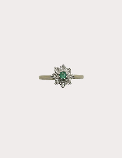 9ct Emerald and Diamond Ring