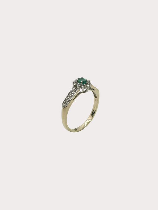 9ct Emerald and Diamond Ring