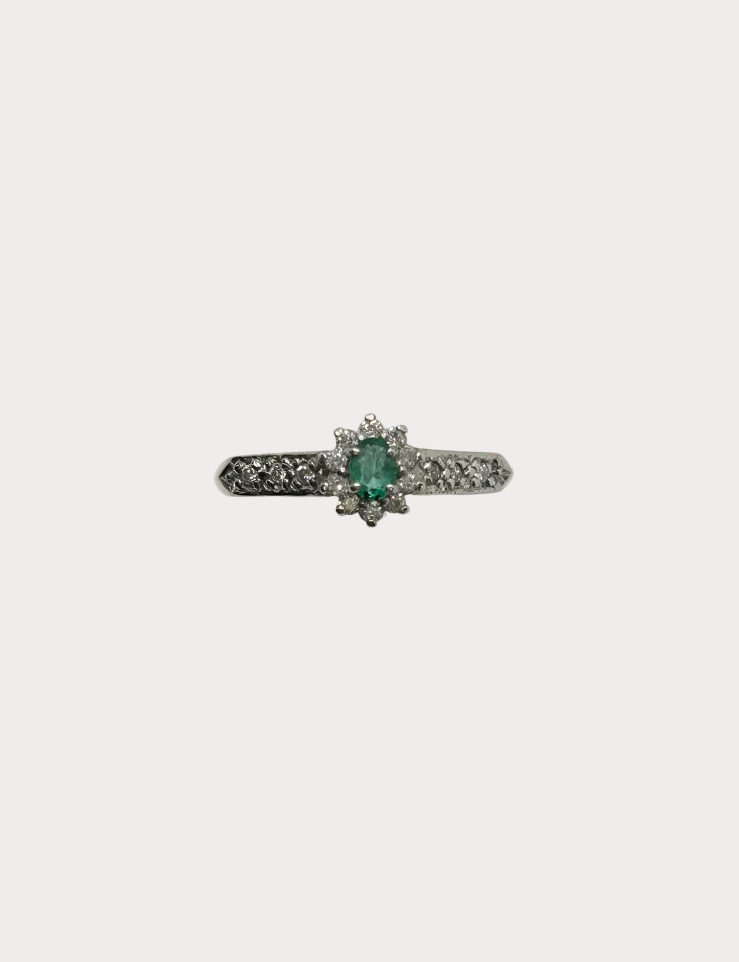 9ct Emerald and Diamond Ring