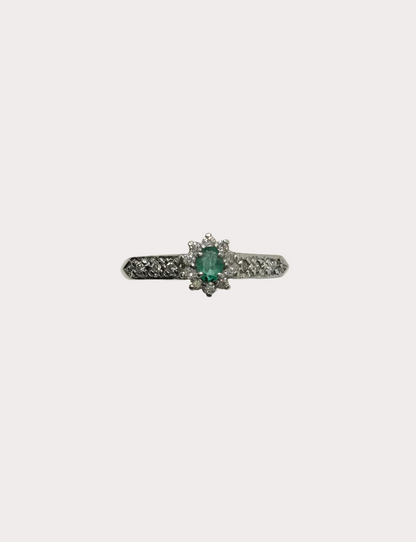 9ct Emerald and Diamond Ring