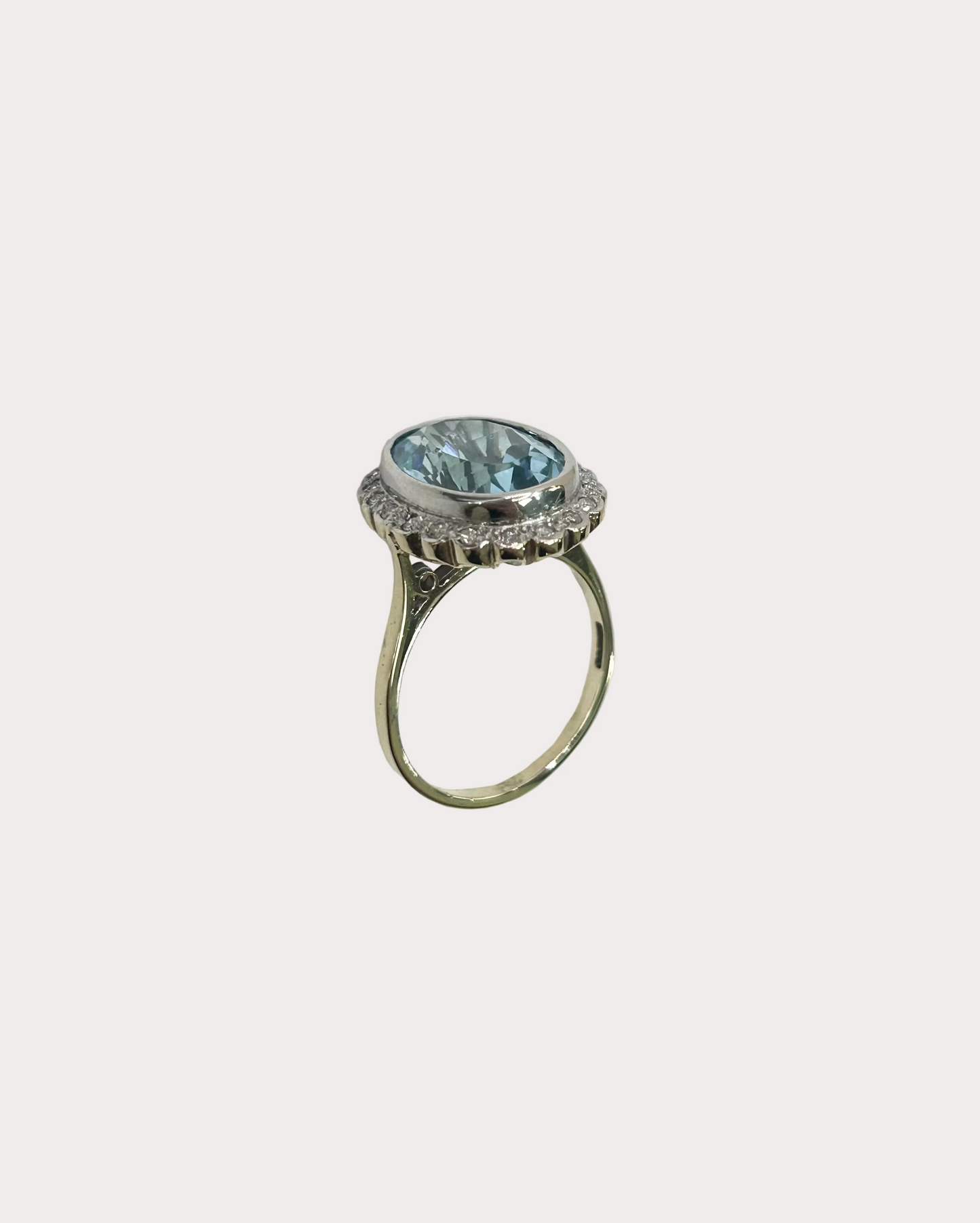 9ct Aquamarine and Diamond Ring