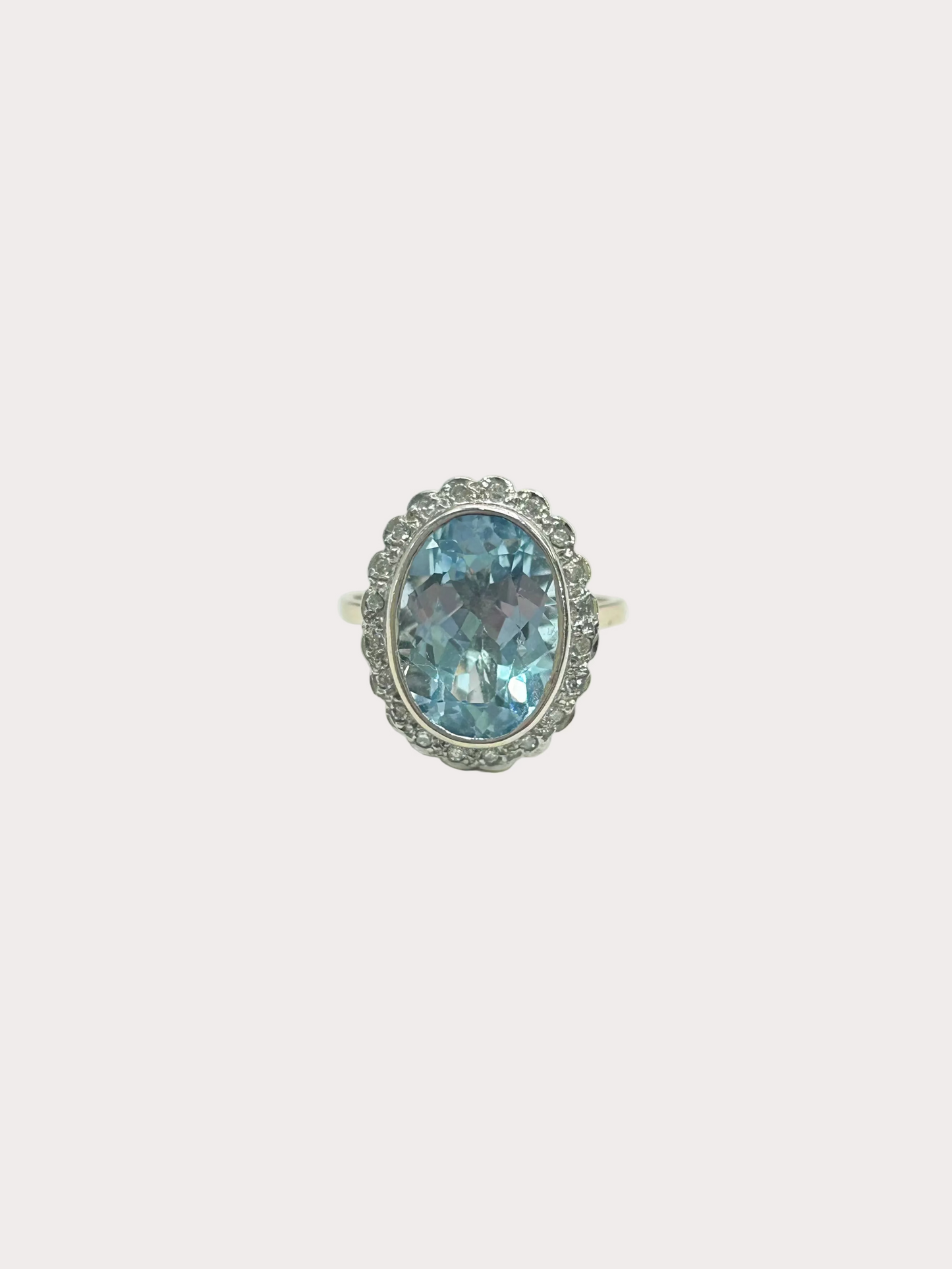 9ct Aquamarine and Diamond Ring